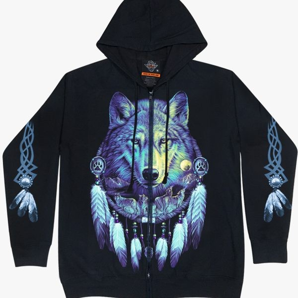Kuschliger Sweatshirt Hoody "Wolf Traumfänger"